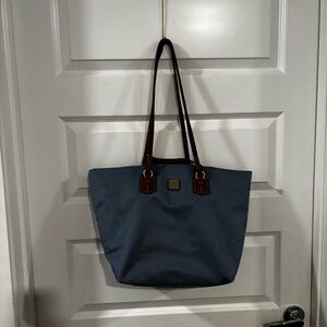 Dooney & Bourke Blue Nylon Tote Bag with Leather Accents